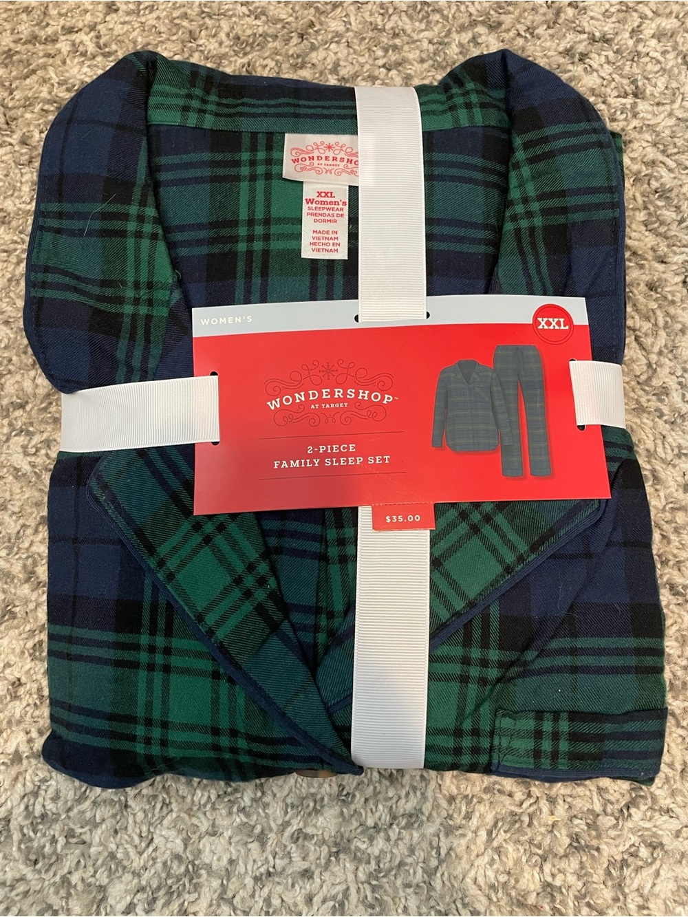Wondershop Women's Green & Navy Plaid 2-Piece Sleep Set